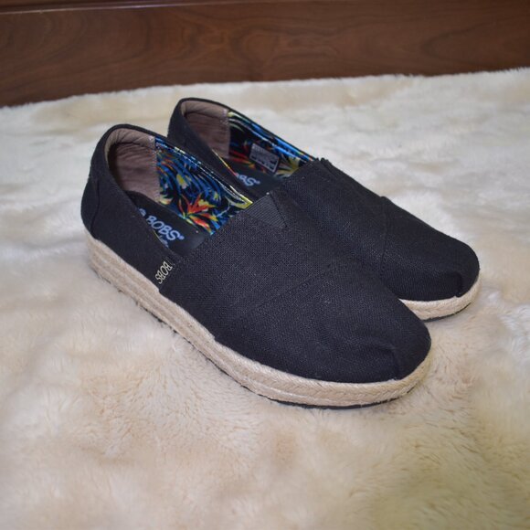Bob’s from Skechers High Jinx Espadrilles Slip-On Platform Sneakers Size 8.5 Bla - Picture 12 of 13